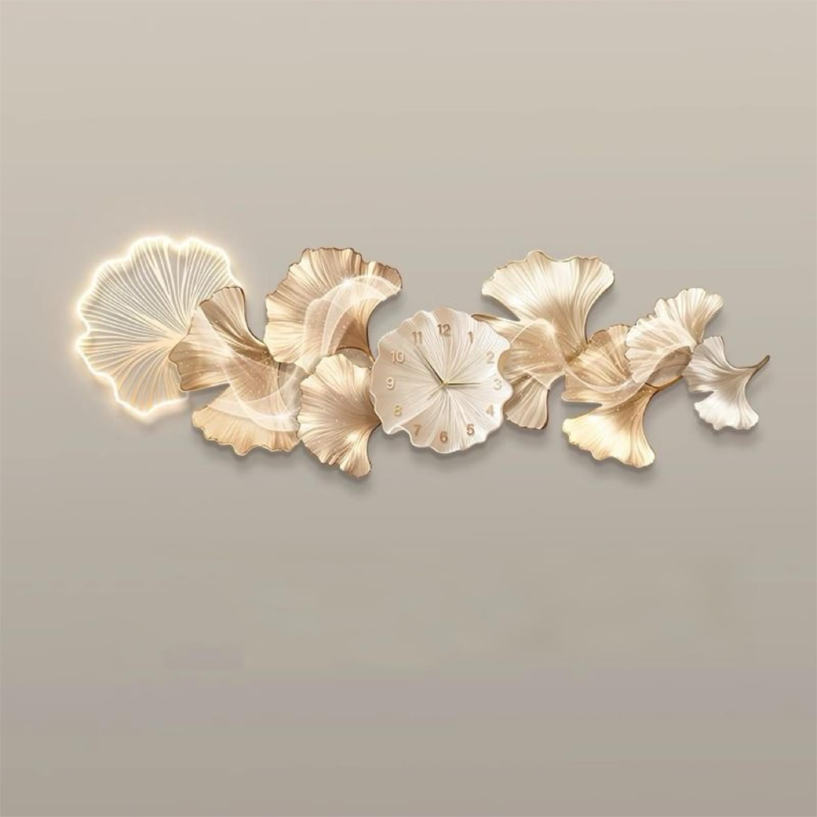 3D Wall Clock with LED, Large Silent Wall Clock with Crystal Porcelain
