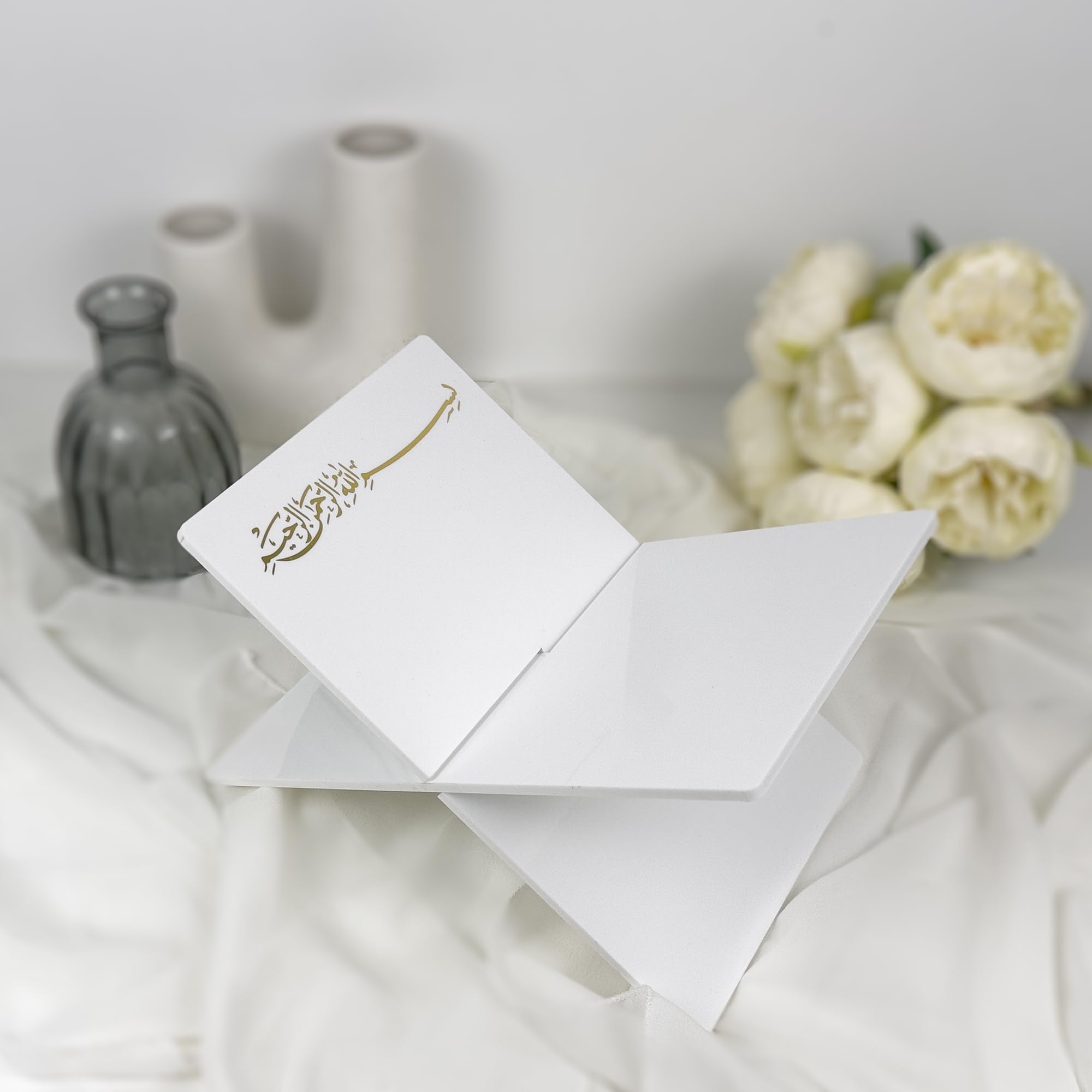 Support de Coran | Table de lecture coranique blanc et or - Cadeau islamique unique et élégant | Cadeau de mariage islamique - Cadeau Ramadan et Aïd