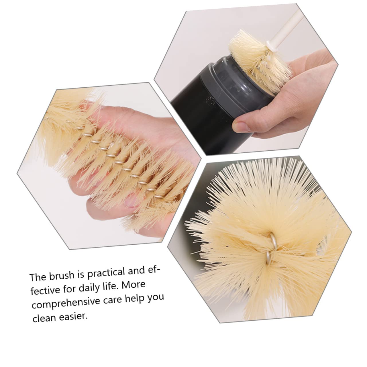 COLLBATH 2pcs Long Handle Cleaning Brush Bottle Brushes for Cleaning Bottle Scrubber Bottle Cleaner Brush Cup Cleaner Water Cup Clean Brush Glink Water Bottle Beige Plastic