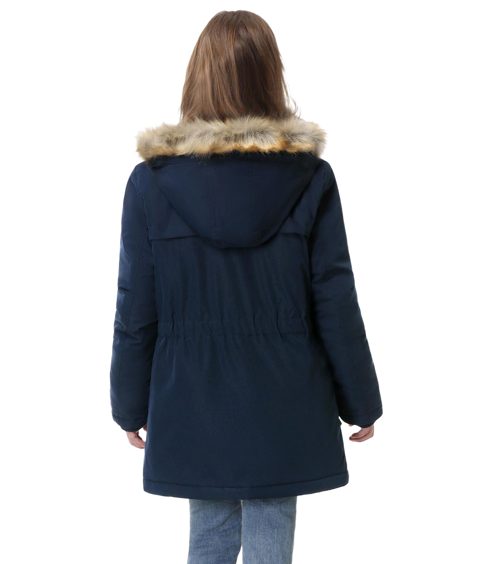 Vancavoo Abrigo Niña Invierno Chaqueta con Pelo Capucha Plumas Mediana Longitud Caliente Cazadora Ropa por 6-12 Años