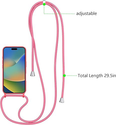 Miniatura 105 de ZTOFERA Funda para iPhone 13 Pro con correa, funda cruzada para teléfono con cordón ajustable para el cuello para el hombro, silicona suave a prueba