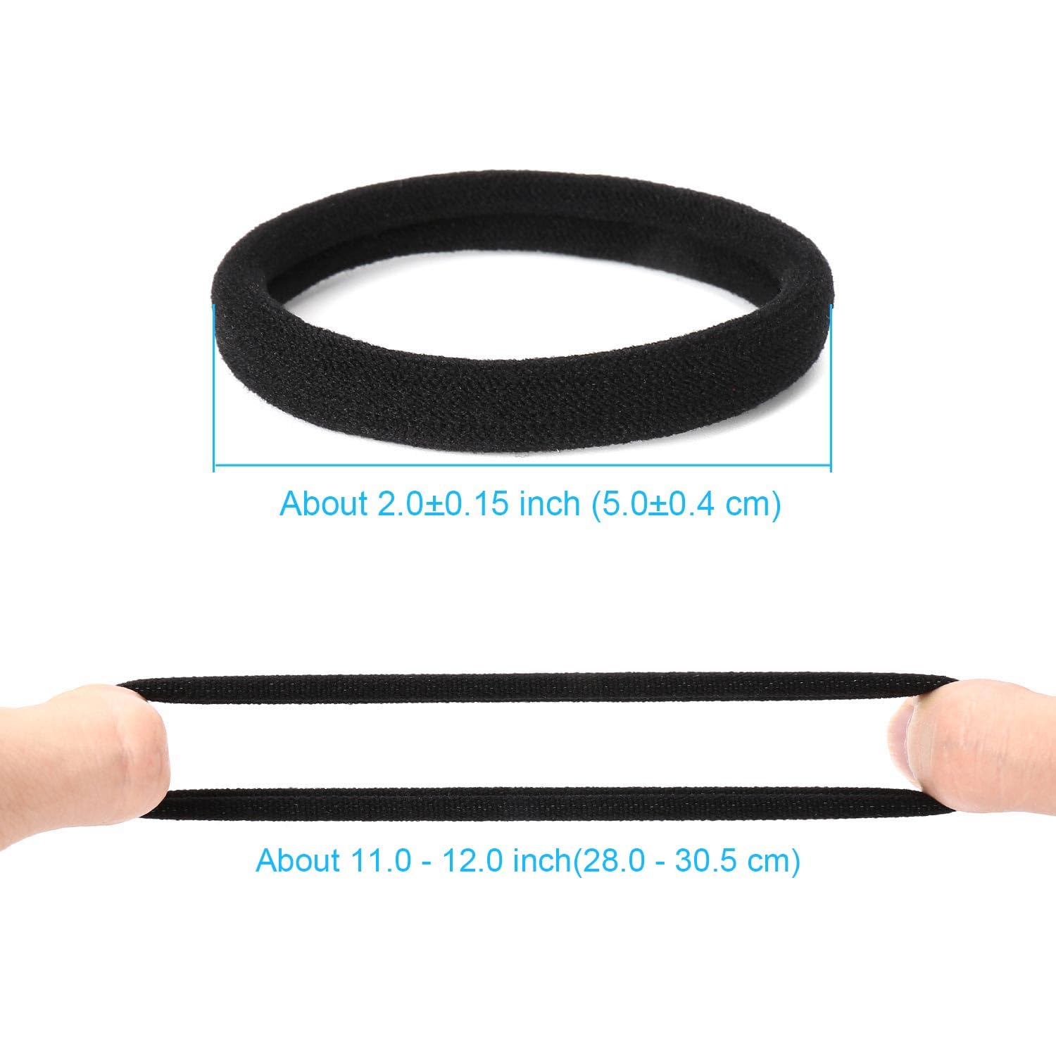 Black Hair Ties - 50 Pack for Thick Hair -2 Black Hair Ties - 50 Pack for Thick Hair -2