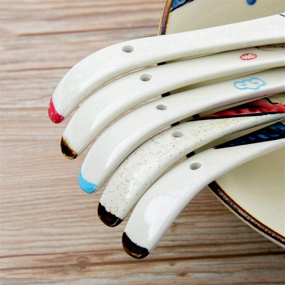 Ceramic Spoons Set of 4, Asian Soup Spoons, Rice Spoons, Chinese Ton Porcelain Spoons for Kitchen (Color : B)