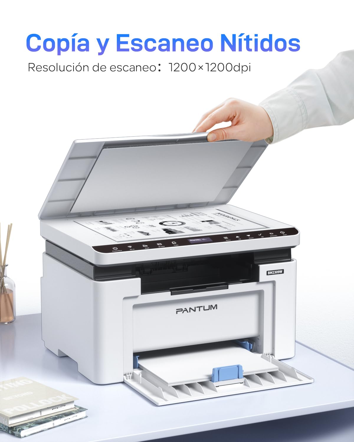 PANTUM Impresora Multifunción Láser Monocromo WiFi (BM2309W, BM2300W), Impresión, Copia, Escaneo, para Oficina y Hogar (A4, 20 ppm, Wi-Fi Direct, USB 2.0, Bluetooth, AirPrint, Mopria)