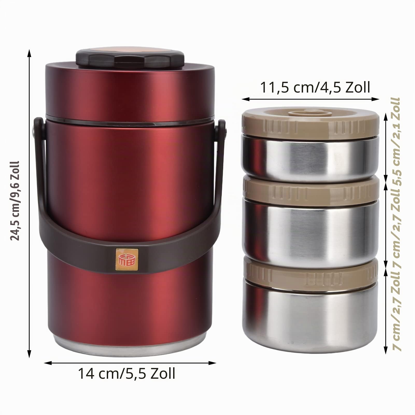 KIMISS Vakuum-Lunchbox für Arbeit und Reisen – 2,3L Isolierbehälter mit 3 Lagen Thermosflasche für Lebensmittel, Termos Para Comida Caliente, 304 Edelstahl, Verhindert Auslaufen, Isolierter Behälter