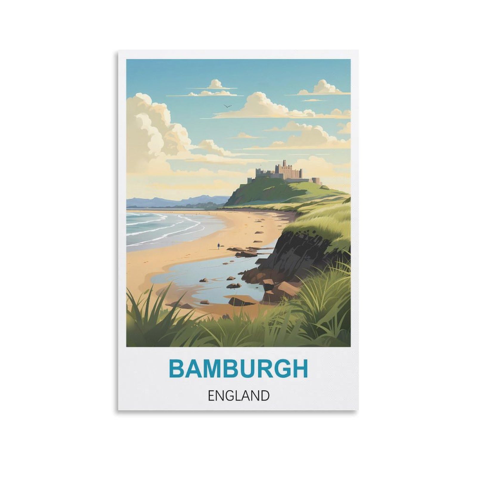 Vintage Metal Tin Sign for Cafe Bamburgh Englands Vintage Signs Home Kitchen Rustic Travel Metal Signs Wall Art Decor 30x30cm