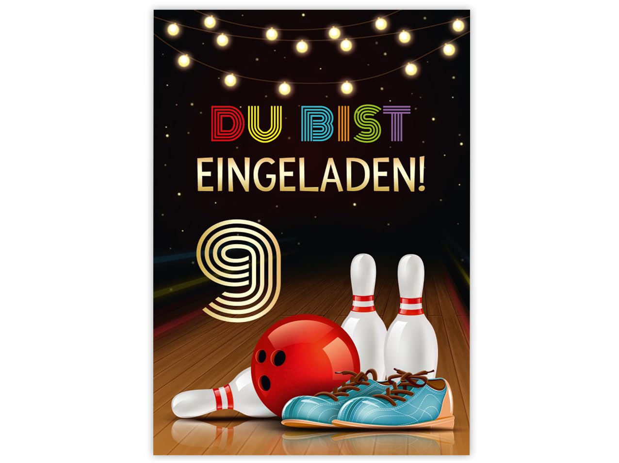 12 biglietti di invito, incl. 12 buste per feste di compleanno per bambini, bowling, bowling, feste di compleanno, ragazze e ragazzi