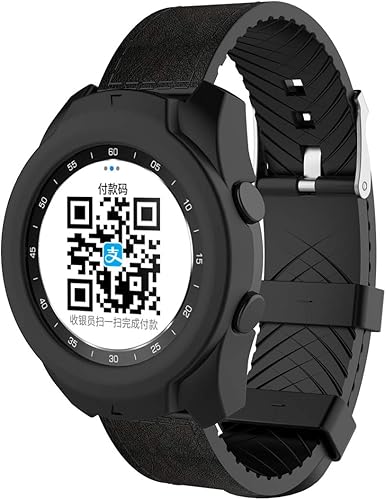 Miniatura 3 de Funda protectora de silicona para TicWatch Pro, funda protectora para reloj inteligente TicWatch Pro, suave y duradera (silicona negra)