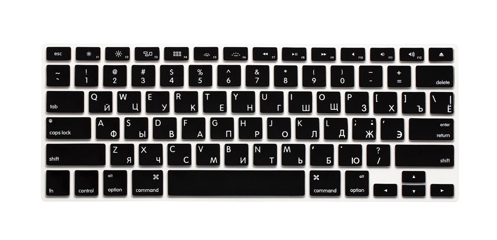 Russian/English Keyboard Cover, HQF® Notebook Silicone *Russian Keyboard Skin Protection* Laptop Layout for All Apple MacBook Air Pro 13" 15" US Version(Black)