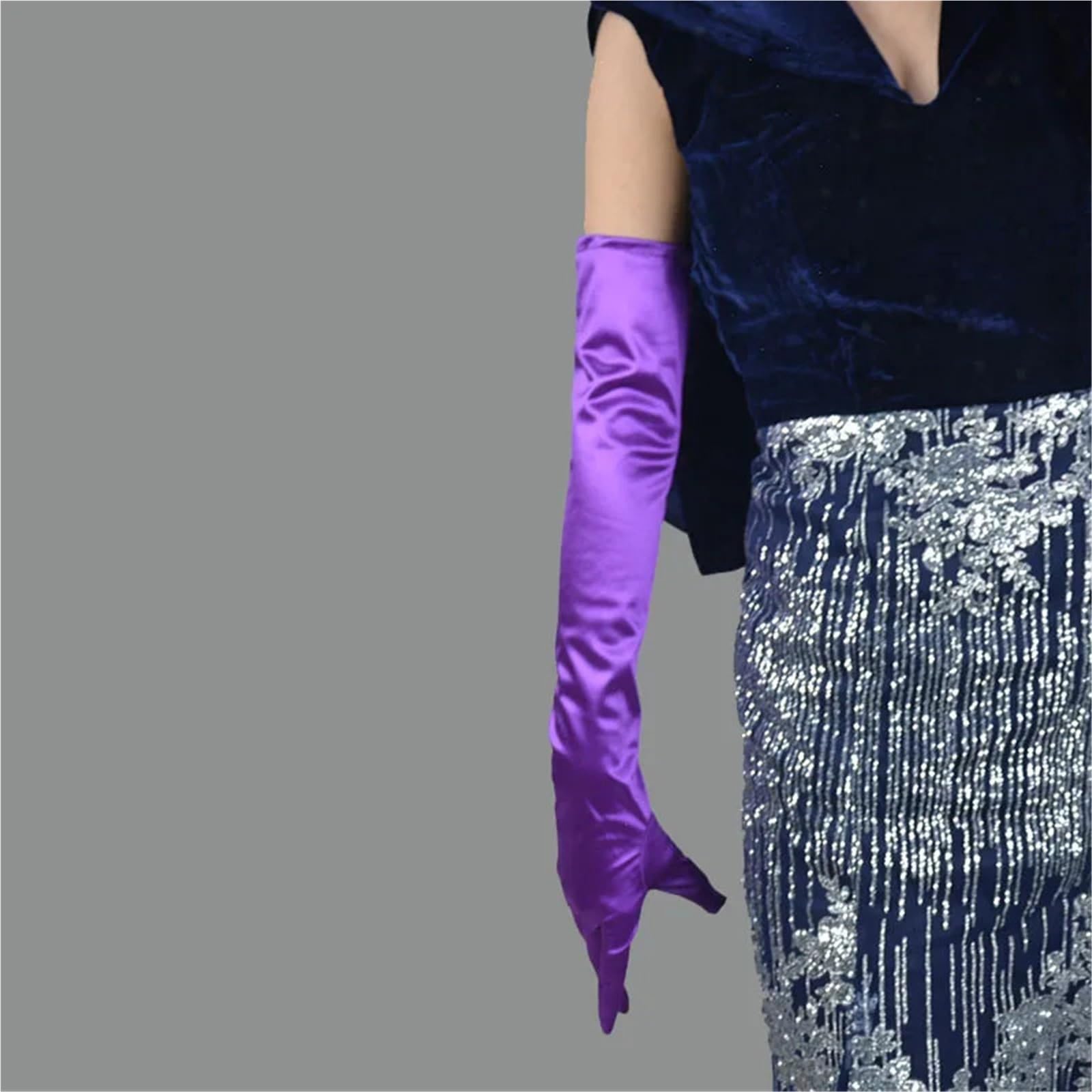 2 paia di guanti formali da sera for feste donna, a dita lunghe in raso tinta unita for eventi, attività, femminili