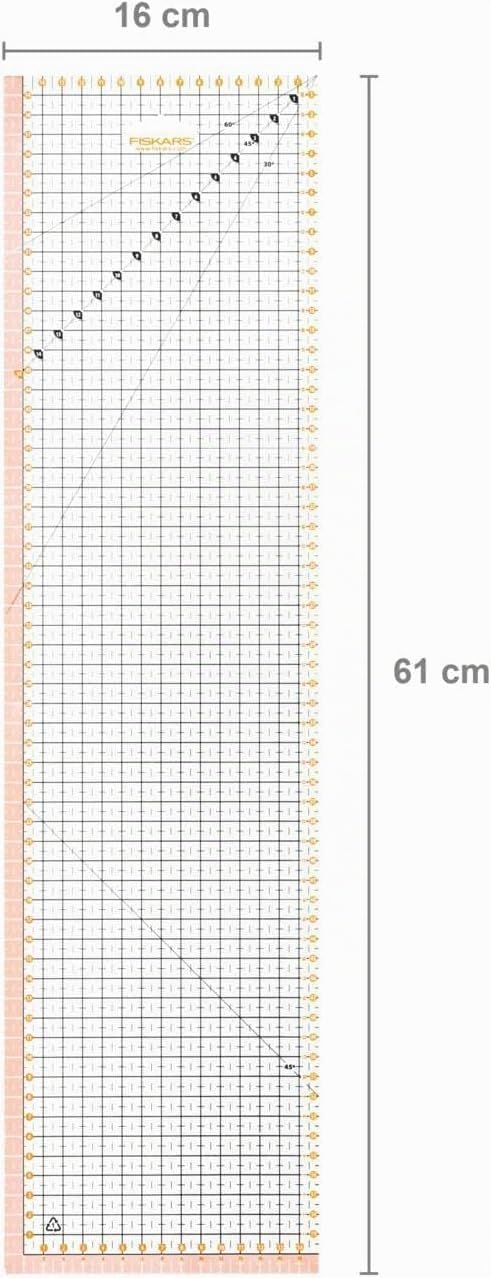Fiskars Set da Cucito, Taglierino a Rotella Ø 45 mm | Tappetino da Taglio A2 Antigraffio (45 x 60 cm / 18 x 24"), Righello per Patchwork (15 x 60 cm), 3 Pezzi, 1066046