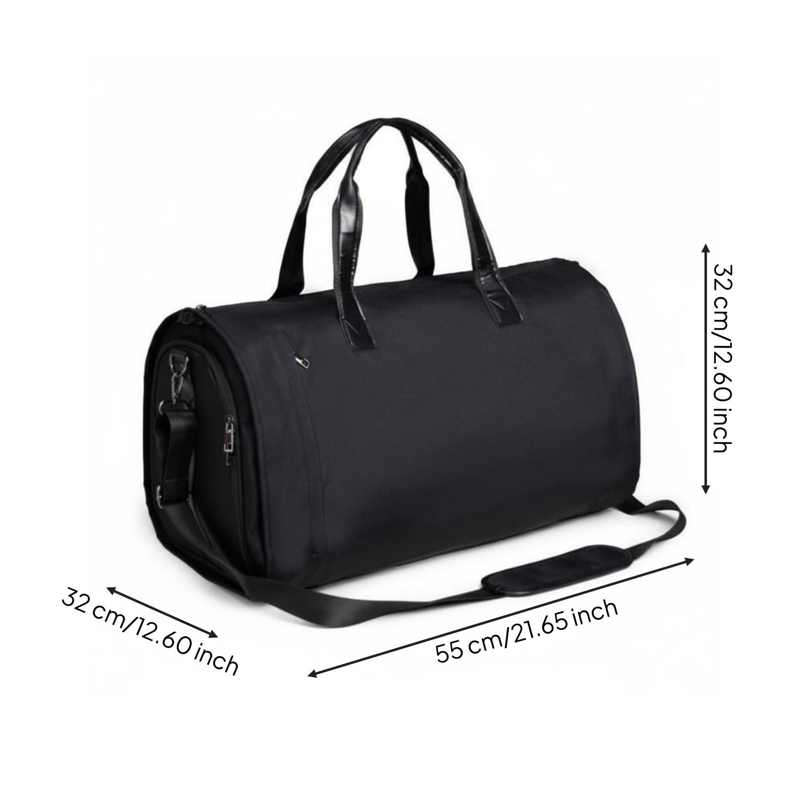 Borsa da Viaggio Borsone Valigia Portaabiti Sacca Trasporto con Scomparto Scarpe in Tessuto Impermeabile per Abiti Senza Pieghe Adatta a Uomini Week End, Tessuto Nero