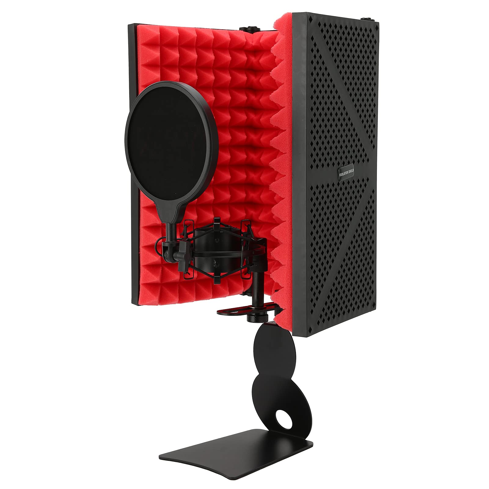 Bewinner Mikrofon-Isolationsschild, 3-Panel-Popfilter, Studio-Mikrofon Schallabsorbierender Schaumstoffreflektor, Faltbare Schalldichte Abdeckung für//Radio