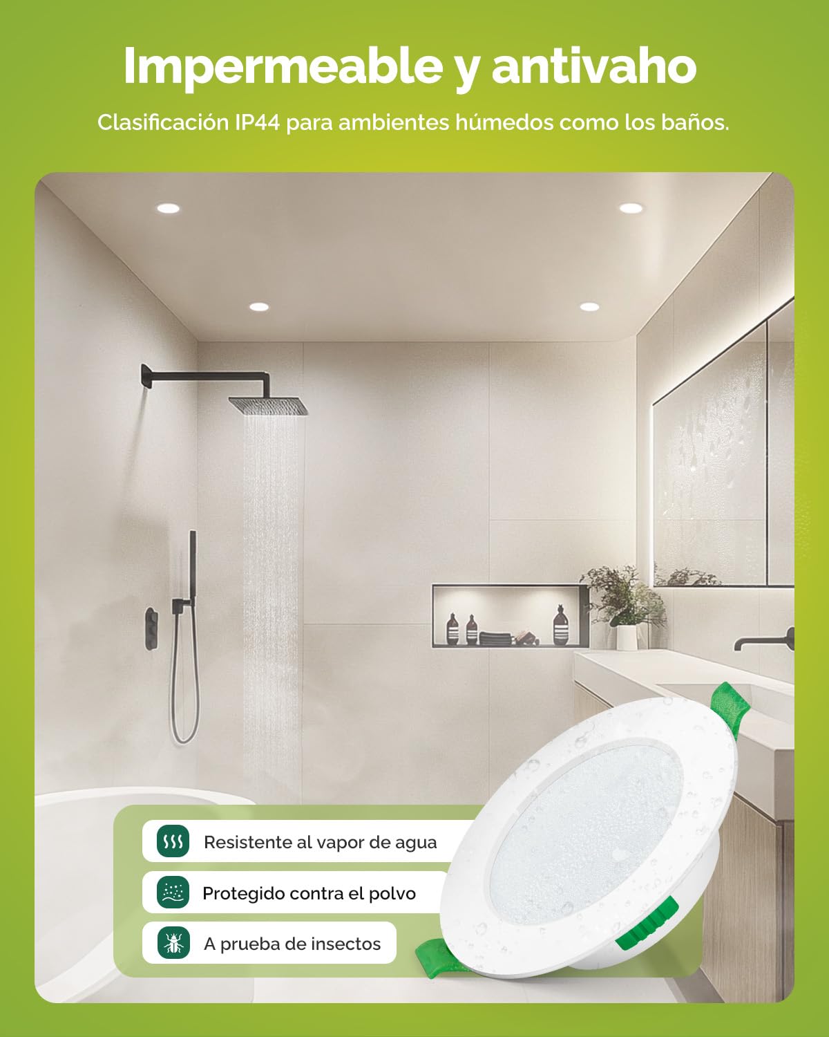 Fondiiz 12 Pack Downlight LED Techo Empotrable, 6W 220V Focos LED Interior Techo Luz Calida Luz Neutra Luz Frío, IP44 ojos de buey led para techo baño, Corte 75mm-90mm, Diámetro 98mm