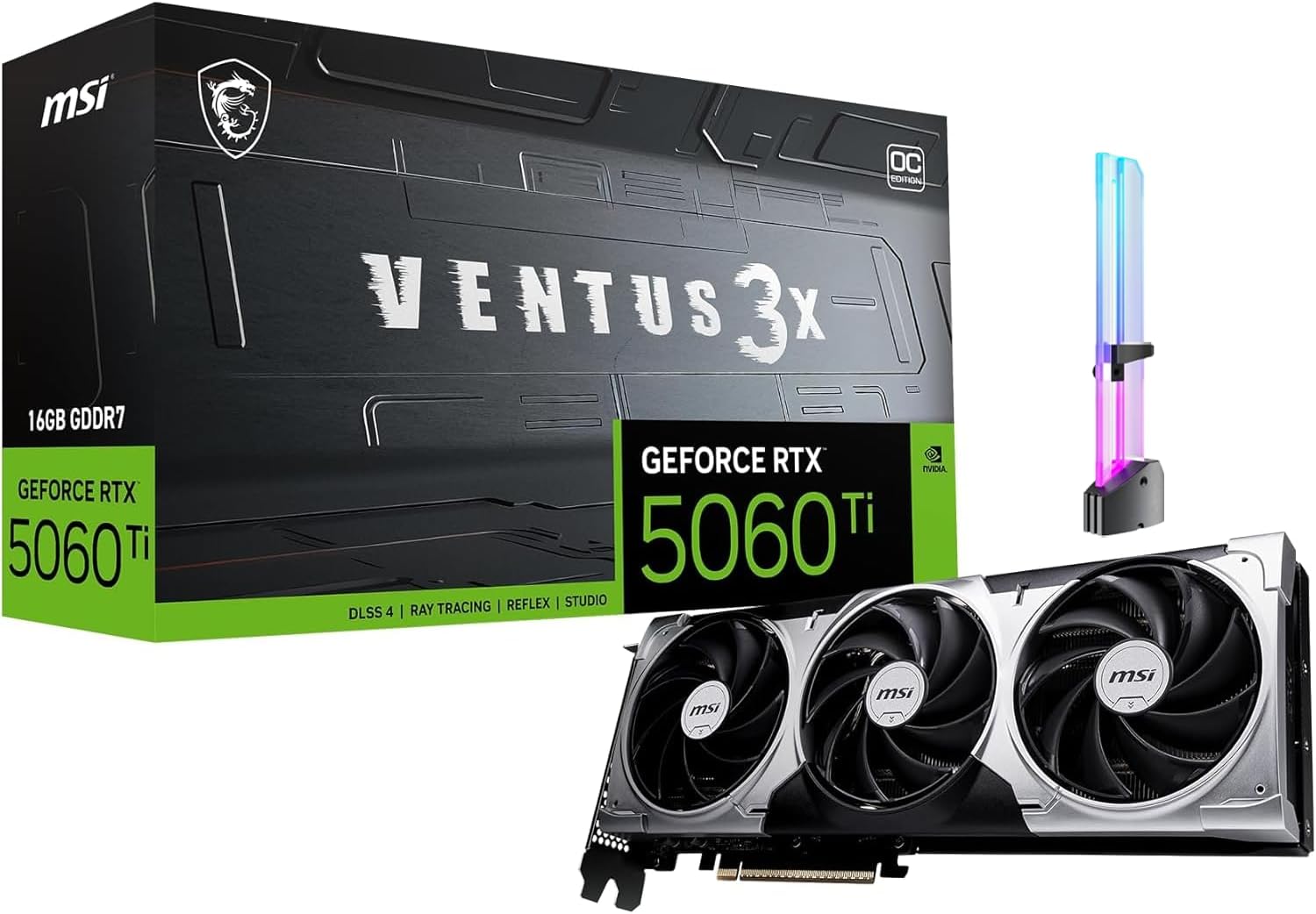 MSI RTX 5060 Ti 16GB GDDR7 Ventus 3X OC GPU: 1440p High-FPS Gaming with DLSS 4 & Ray Tracing