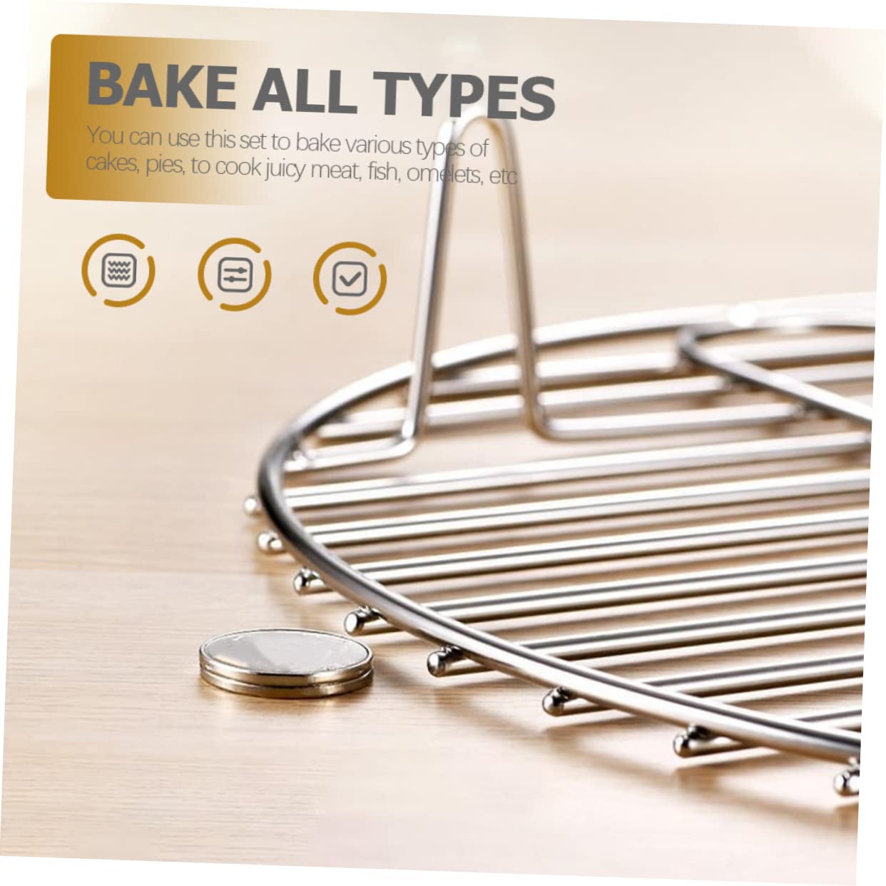 BESTonZON Teglie Per Friggitrice Ad Aria Teglia Per Dolci e Cottura Vapore Accessori Per Friggitrice Ad Aria Teglia Da Forno in Acciaio Inossidabile