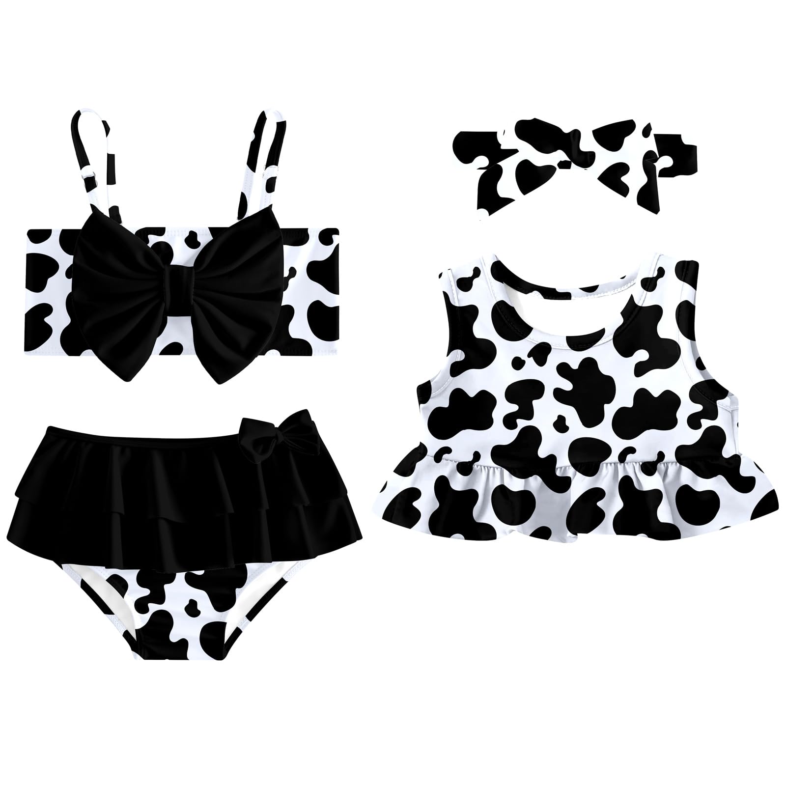 Ahegao 6M-3T Baby Girls Swimsuits for Toddlers Kids 3pcs Bathing Suits Bikini