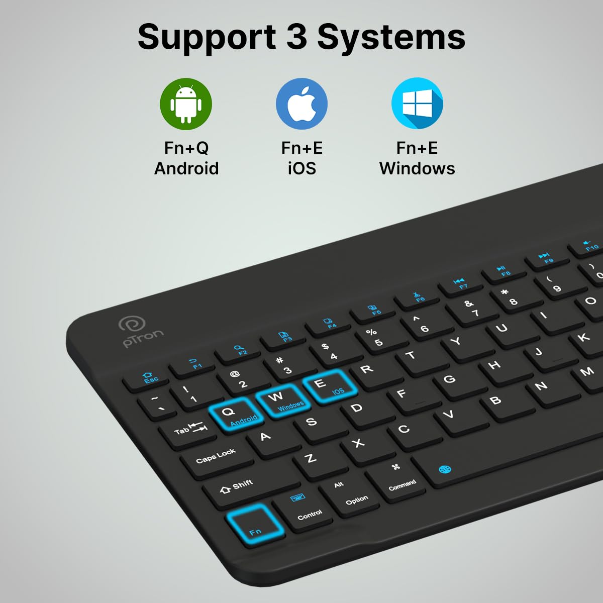 pTron Keyvo KW4 Mini Bluetooth Keyboard & Mouse Combo Set for iPad, Tablets, Smartphones, and Computers, 78 Keys, Ultra-Slim, w/ 1600 DPI Precision Optical Sensor (Black) — Amazon image 8