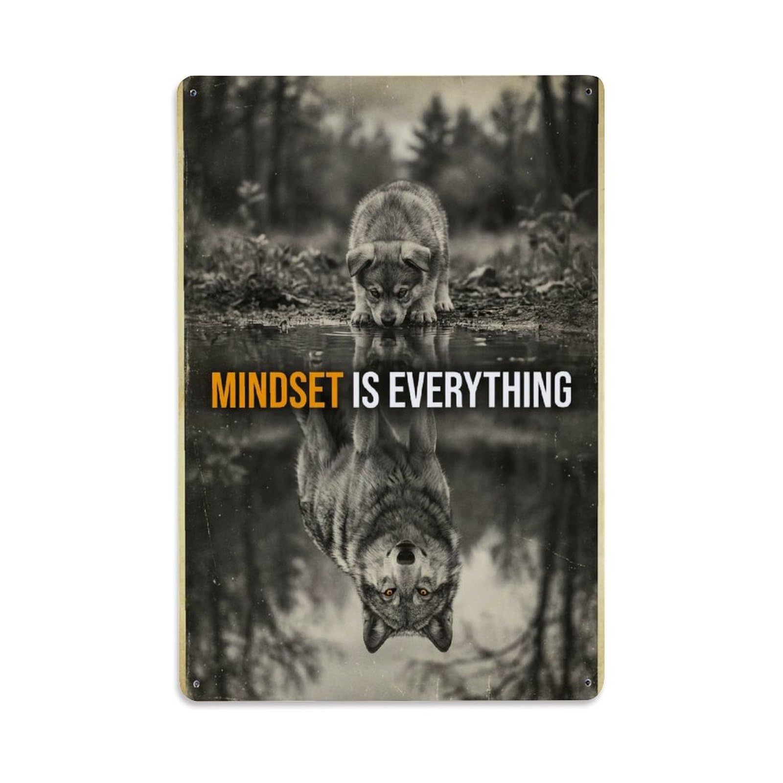 Mindset Is Everything Wolf Animal Motivation Quote 1 Metal Tin Sign