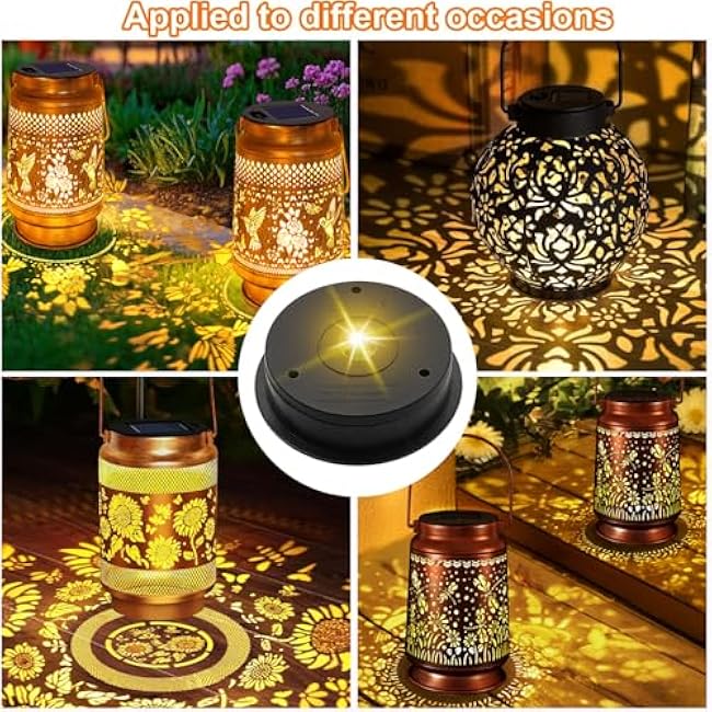 Solar Light Replacement Top Parts 4 Pack(Top Size 3.31 inch,Bottom Size 2.83 inch) 7 Lumens Lantern Lids Waterproof LED Replacement Light Decorations for Outdoor Garden, Patio,Pathway,Yard,Warm White