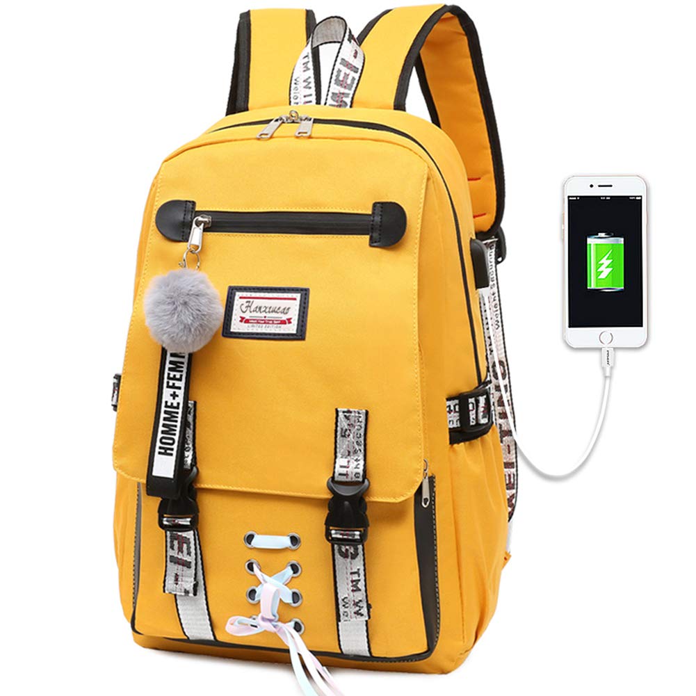 HANXIUCAO Girls Backpack Teens Schoolbag for Women 20-35L College Girls Bookbag USB Charging and HeadsetPort Laptop Backpa...