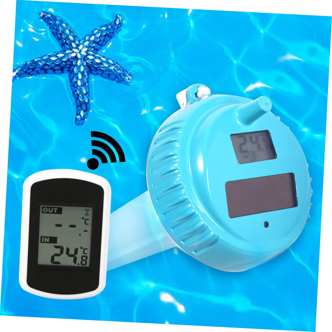 Termómetro Digital Flotante para Piscinas y Spas Inalámbrico Resistente al Agua con Sensor Externo Pantalla Fácil Lectura Diseño sin Cables para Monitorizar Temperatura Acuática