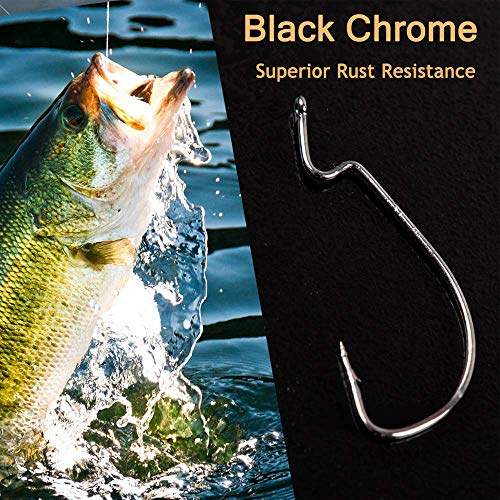Angelhaken für Barsch, Wurmhaken, 50 Stück/100 Stück, 3 x starke Angelhaken, versetzte Wurmhaken, aus Karbonstahl… – Bild 5
