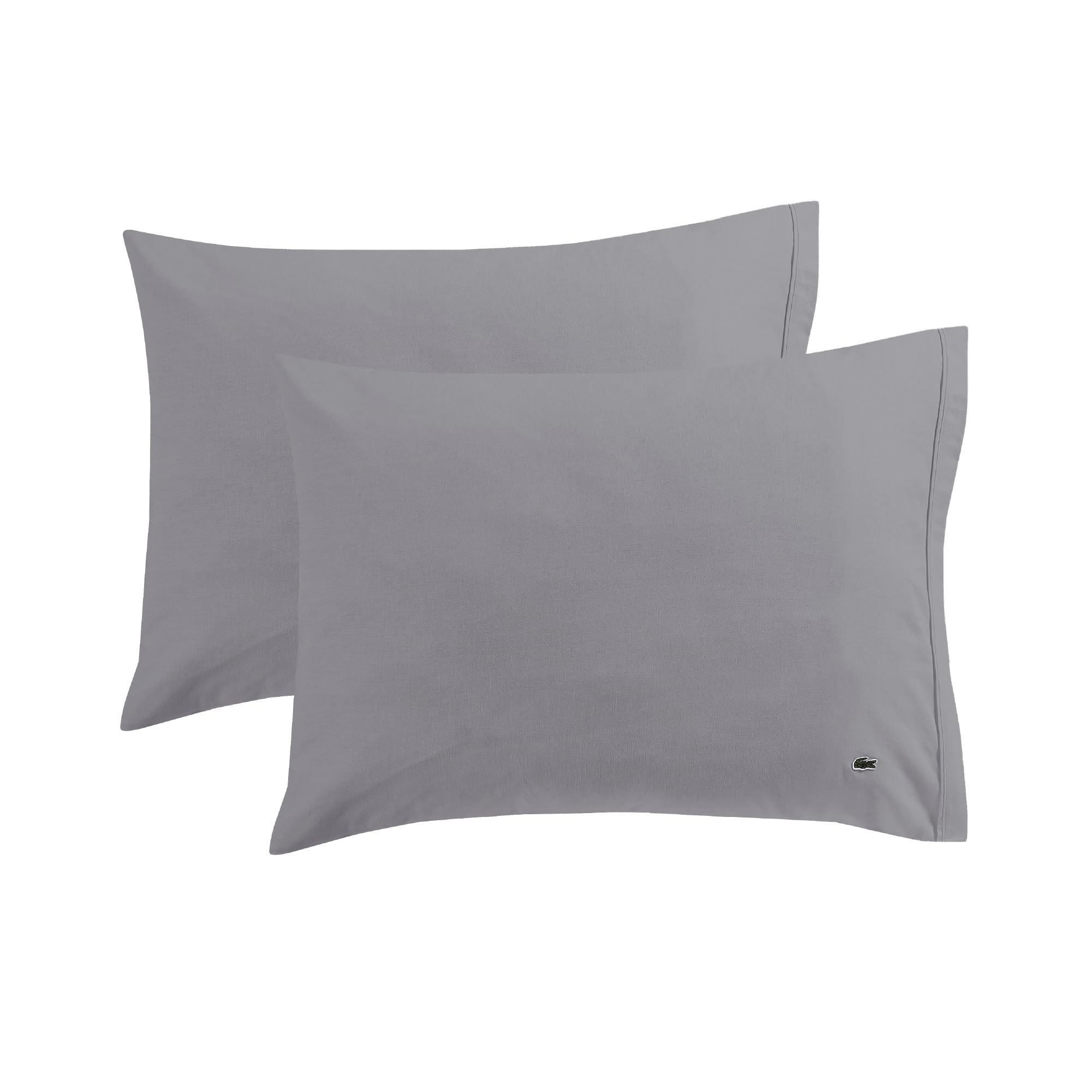Lacoste 100% Cotton Percale 2-Piece Pair Pillowcase Set – Cool, Crisp, Matte, and Durable, Oeko-Tex Certified – Solid, Sleet, King