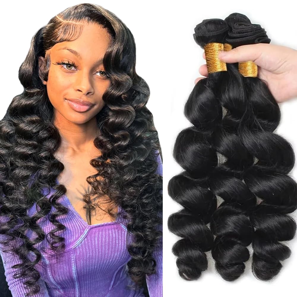 Loose Wave Bundles Human Hair Unprocessed Brazilian Virgin Remy Human Hair Loose Wave 3 Bundles 16 18 20 Inch Natural Color Hair Extensions