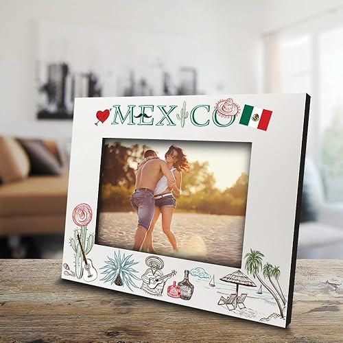 Miniatura 2 de BELLA BUSTA -Marco de fotos de la Ciudad de México, boda, compromiso, luna de miel, vacaciones en México- Impresión UV símbolos de México juego de