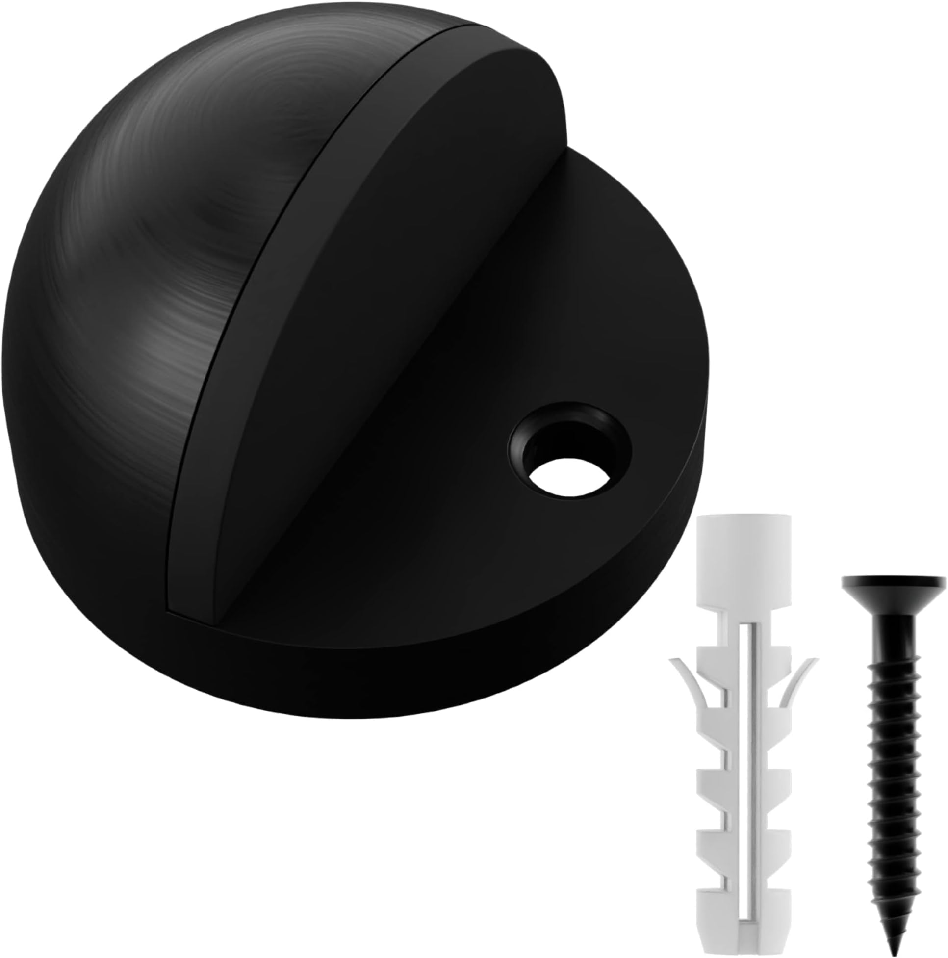 Premium Silicone Floor Mounted Door Stopper by NYCO Architectural Hardware- Heavy Duty Hemisphere Door Bumper for Wall Protection- Modern Universal Door Slam Stopper- 1.7”x1.3” (Black Finish US1)
