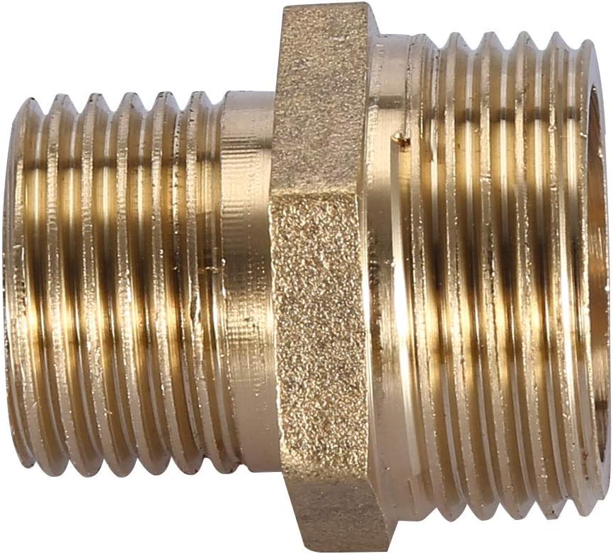 Brass Pipe Fitting,External Thread 3/4" to 1/2" Hex Nipple Reducing Male Pipe Water Tube Fitting Quick Set (Intensification)