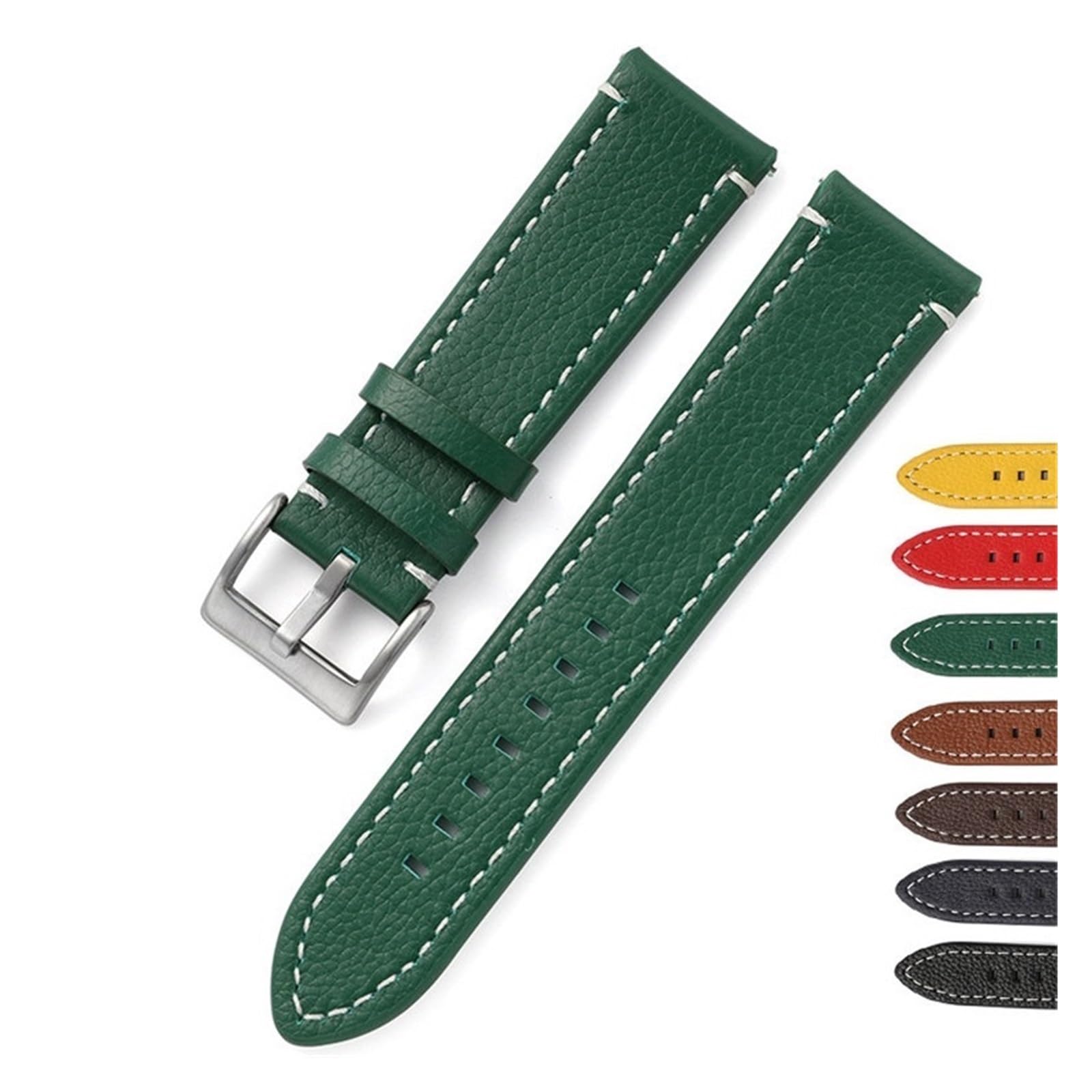 INEOUT Bracelet de montre double face en cuir 18 mm, 20 mm, 22 mm, 24 mm à libération rapide pour homme et femme, jaune, rouge, noir, accessoires de montre
