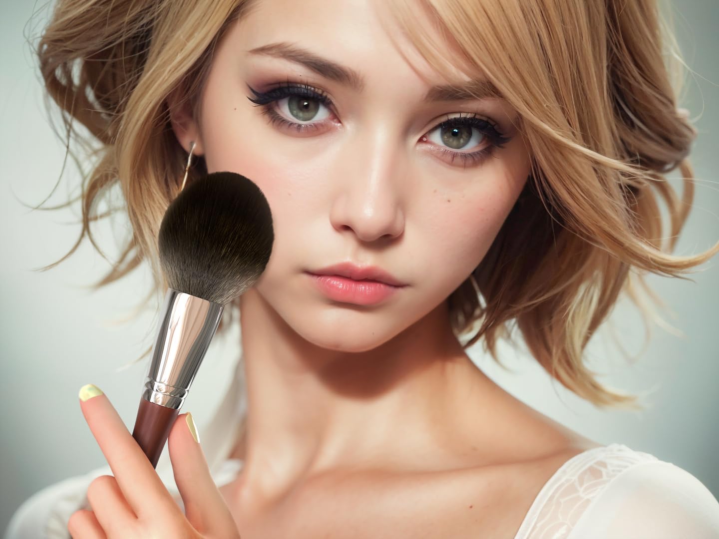 Dense Blush Brush for Cheeks, Soft Fluffy Makeup Brush for Blush & Foundation, Walnut Wood Handle, Ergonomic Grip, Durable Metal Ferrule, Professional Face Brush