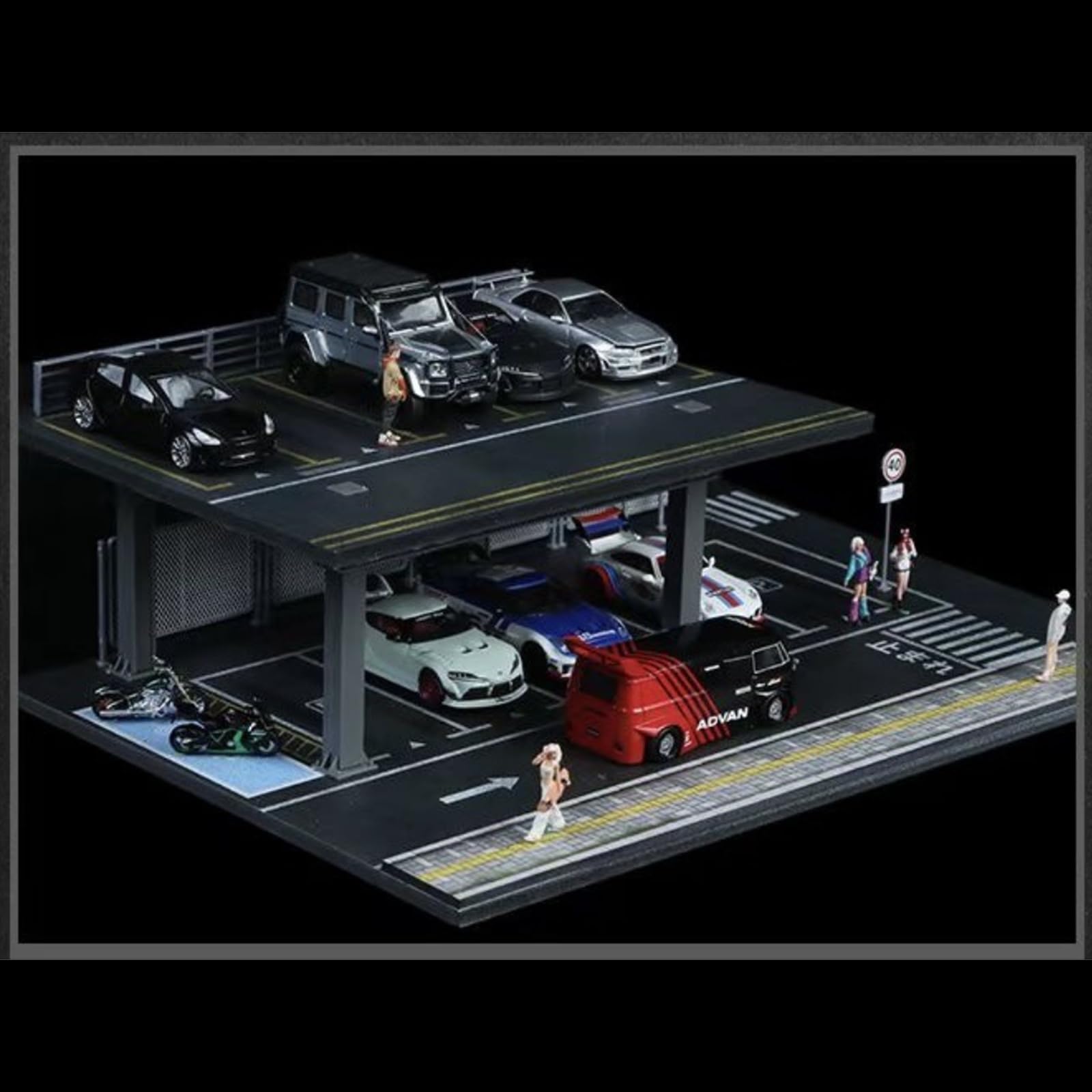 Organizador de exhibición de Modelos de automóviles a Escala 1/64, decoración para Diorama de estacionamiento, Altura 10 Cm