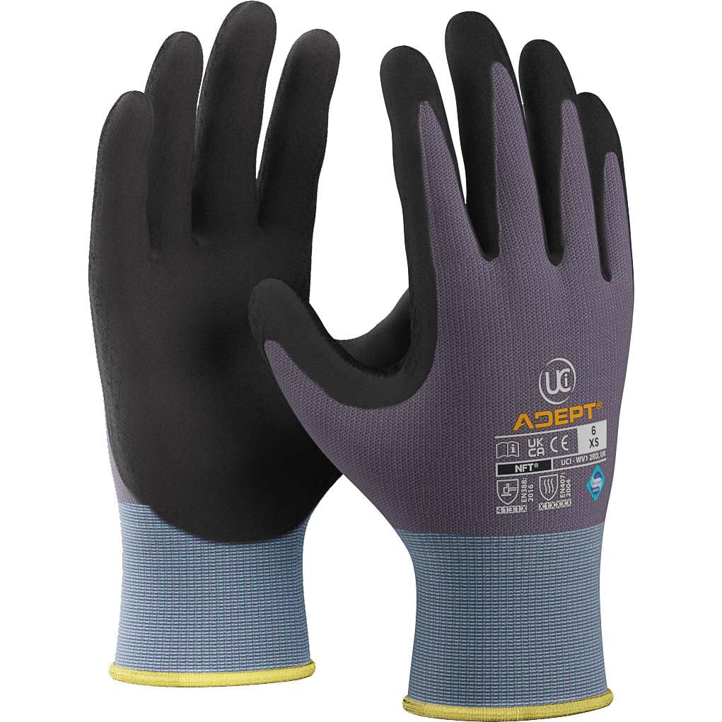 Uci Gl138l Adept Nft? Nitrile Palm Coated Gloves - Grey - Large 9 - 1 Pair 5054495528537