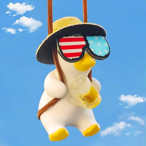 Adorno colgante de pato oscilante para automóvil, accesorios para colgar en el espejo del automóvil, bonita decoración para auto, colgante para