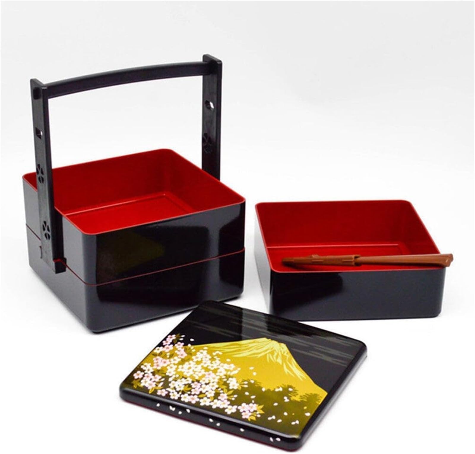 Boîte à lunch japonaise Bento Box pour adultes | Récipient à sushi vintage à trois couches | Ensemble de bento à collation traditionnelle