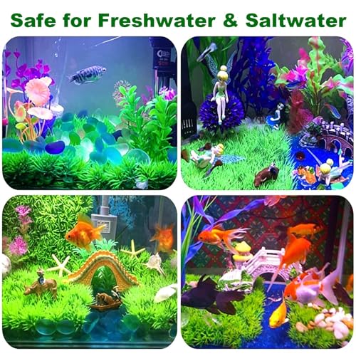 Image of kathson 3 PCS Aquarium Grass Mat Decorations Artificial Plastic Lawn Ornament Landscape Green Plants Decoration for Saltwater Freshwater Tropical Fish Tank Decor