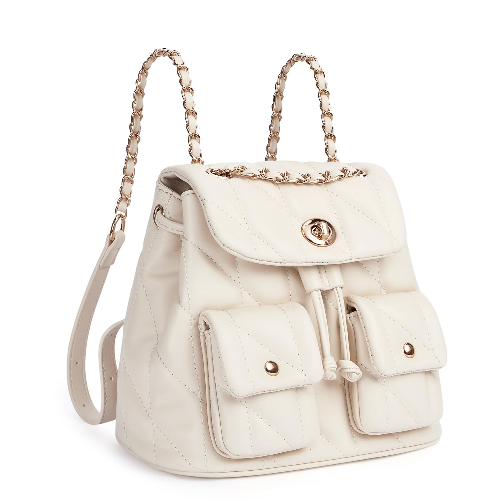 CLUCI Convertible Small Tabby Backpack Purse in Beige