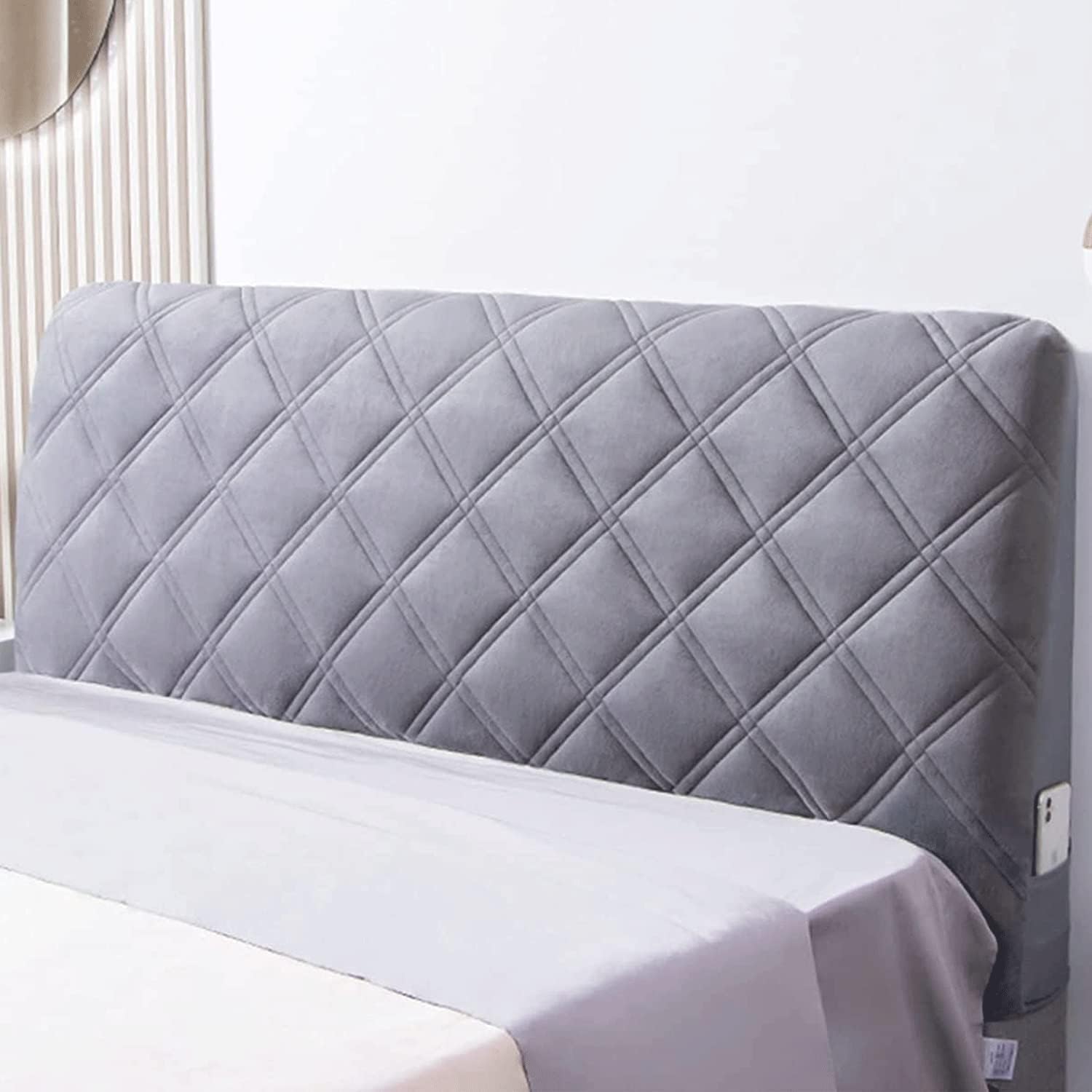 Headboard Covers Slipcover, Stretch Bed Headboard Covers, Small Square Jacquard Dustproof Protector Cover for Upholstered Headboard (Milk White, Queen Headboard Length ( Color : #35 , Size : Twin:100c