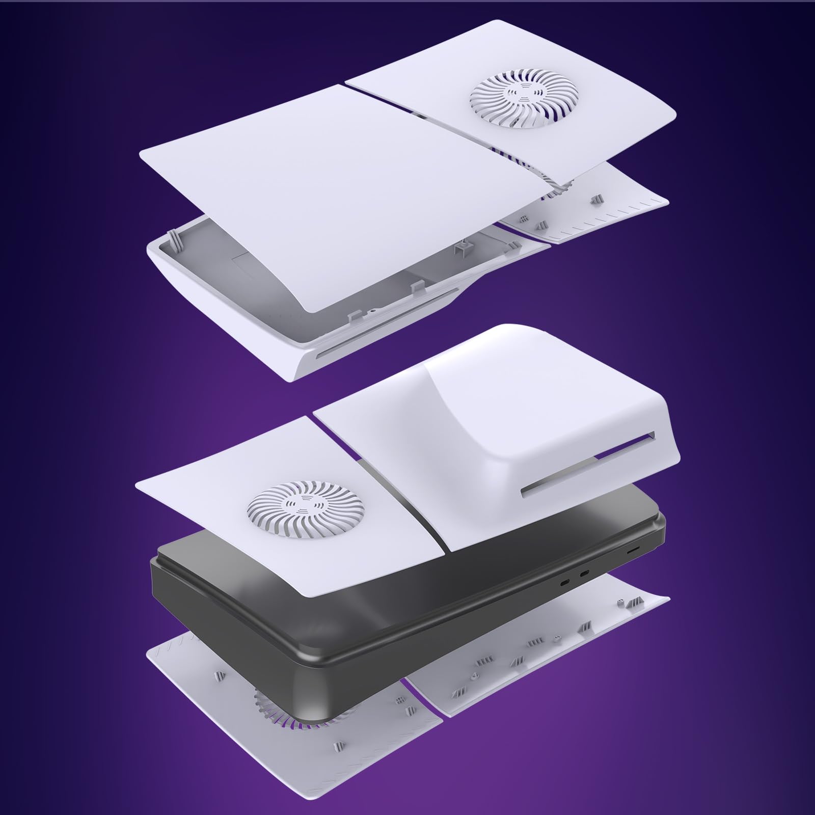 Slim Disc Edition Plaques de recouvrement avec ouvertures de refroidissement pour console PS5 Slim, panneaux Shell pour Playstation 5 Slim Accessoires, cache de protection de rechange