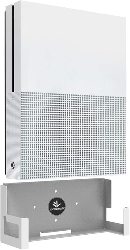 Monzlteck Wall Mount for Xbox One S,All Metal Vertical Hanging On Wall with Power Botton Left/Right,Wall Shelf Bracket for Xbox 1S