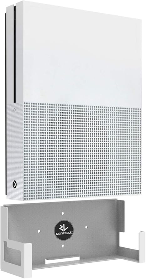 Monzlteck Wall Mount for Xbox One S,All Metal Vertical Hanging On Wall with Power Botton Left/Right,Wall Shelf Bracket for Xbox 1S