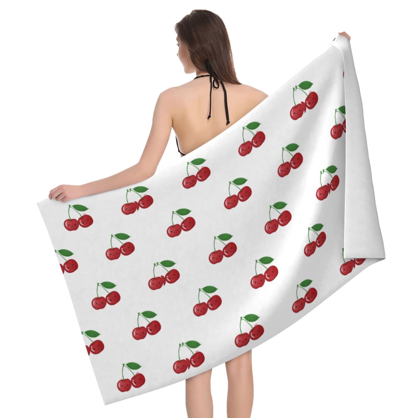 Lawenp Cherry Bath Towel Beach Towel Popular Durable Stylishffy Touch Highly Absorbent Quick Dry Polyester 32" X 52" Also As A Gift