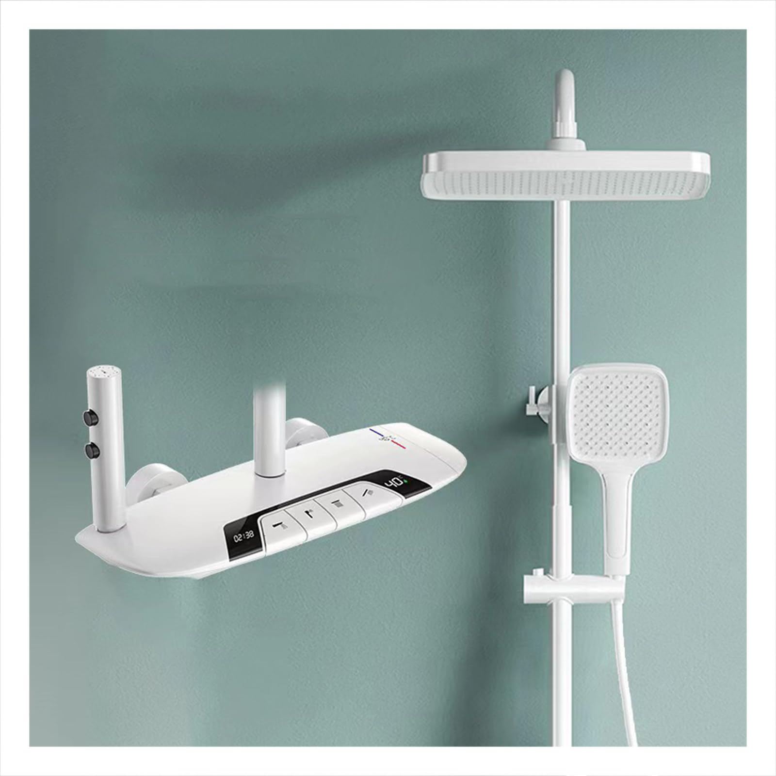Système de douche thermostatique à affichage LED et colonne noire réglable