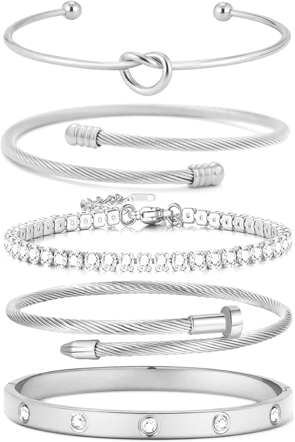 18 K Gold Plated Love Bangle Bracelet Stack Cuff Jewelry for Women Jewelry Set for Women Gift with Box