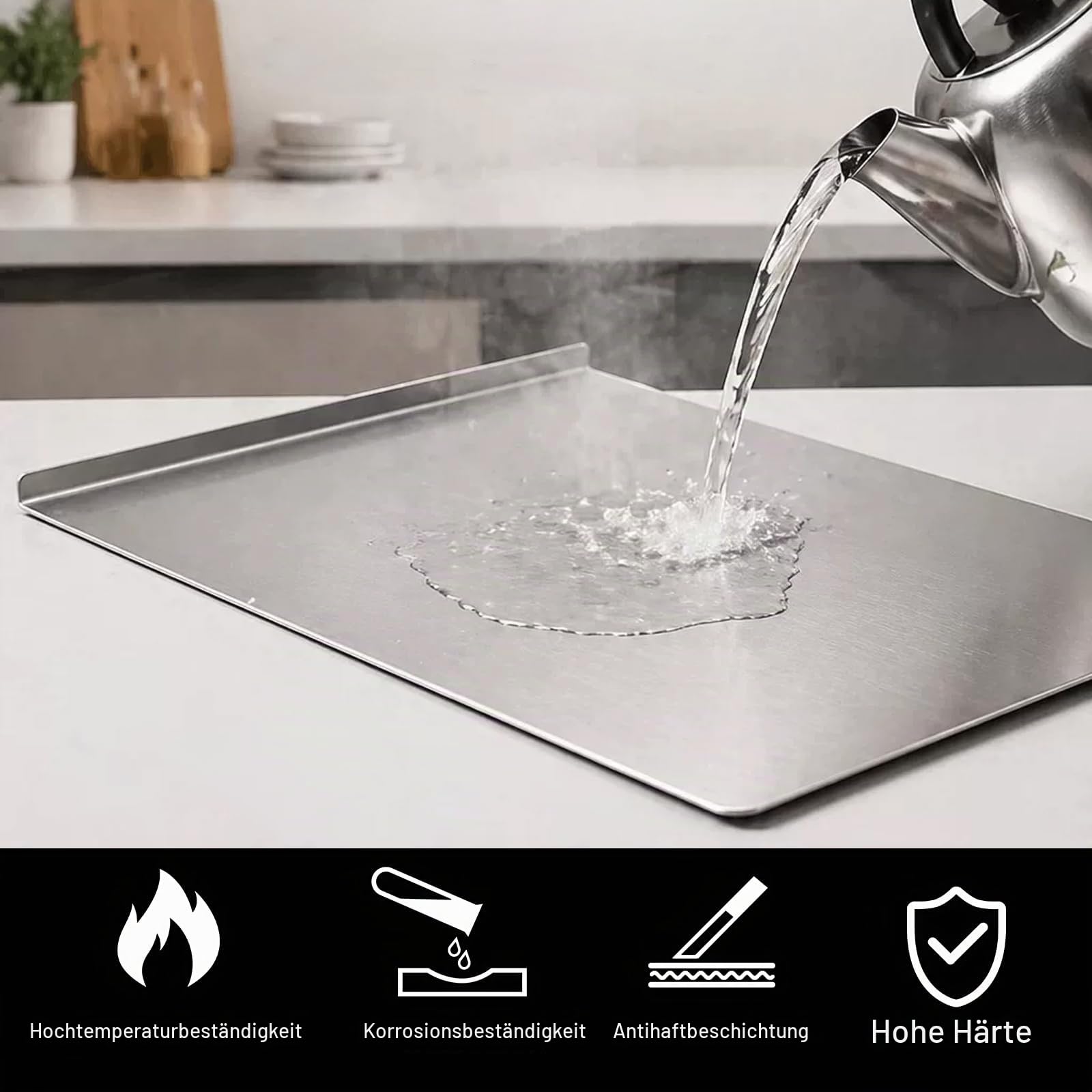 Edelstahl Schneidebrett mit Kante, Edelstahl Arbeitsplatte, Küche Schneidbrettchen, Schweres Schneidebrett zum Kochen, Backen Brot Restaurant zum Kneten, für Fleisch, Gemüse für Küche Bar (60 * 40cm)