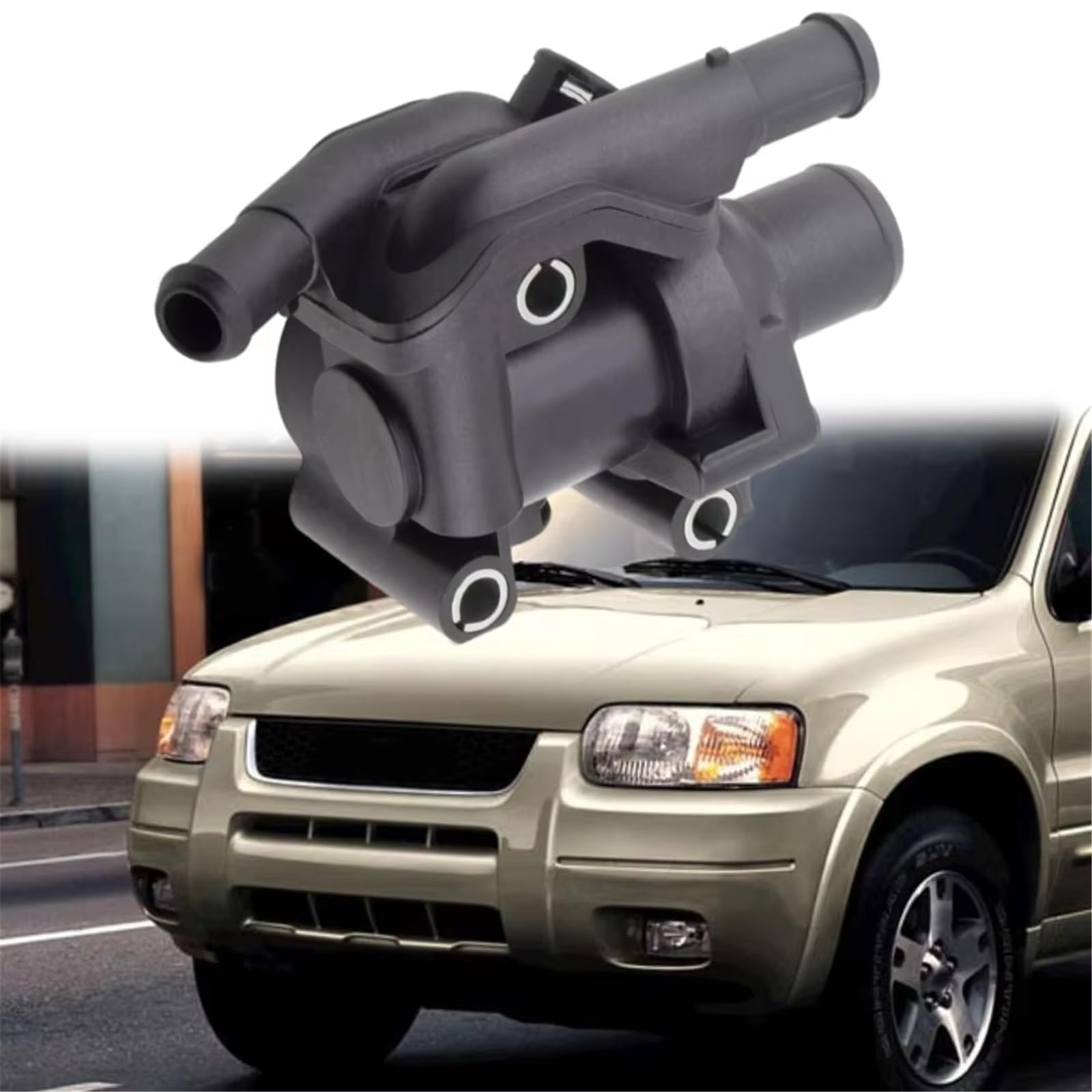 Obudowa termostatu płynu chłodzącego do Ford Escape, Ford Focus LX, Mid SE, ZTS, ZTW, ZX3, ZX5 (KGT7273N, 902201, F8RZ8575CA)