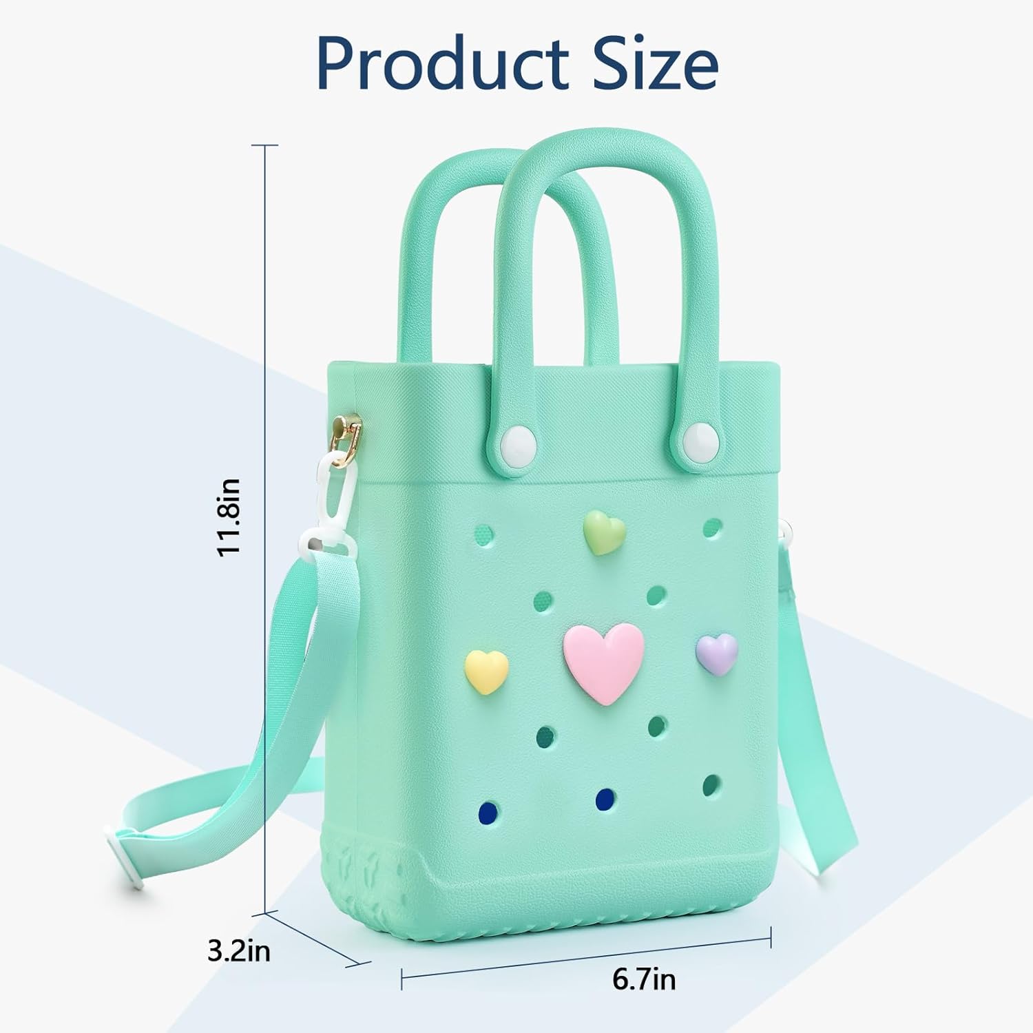 Mini Rubber Tote Bag with 4 Resin Charms Mini Crossbody X-Small Rubber Beach Bag - Image 2